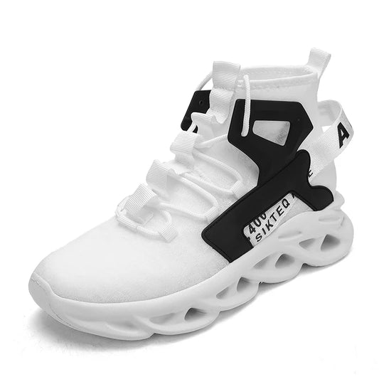 Men's high-top, large-sized casual sports shoes, anti-slip, breathable, woven mesh, loafers, running and tennis men's shoes