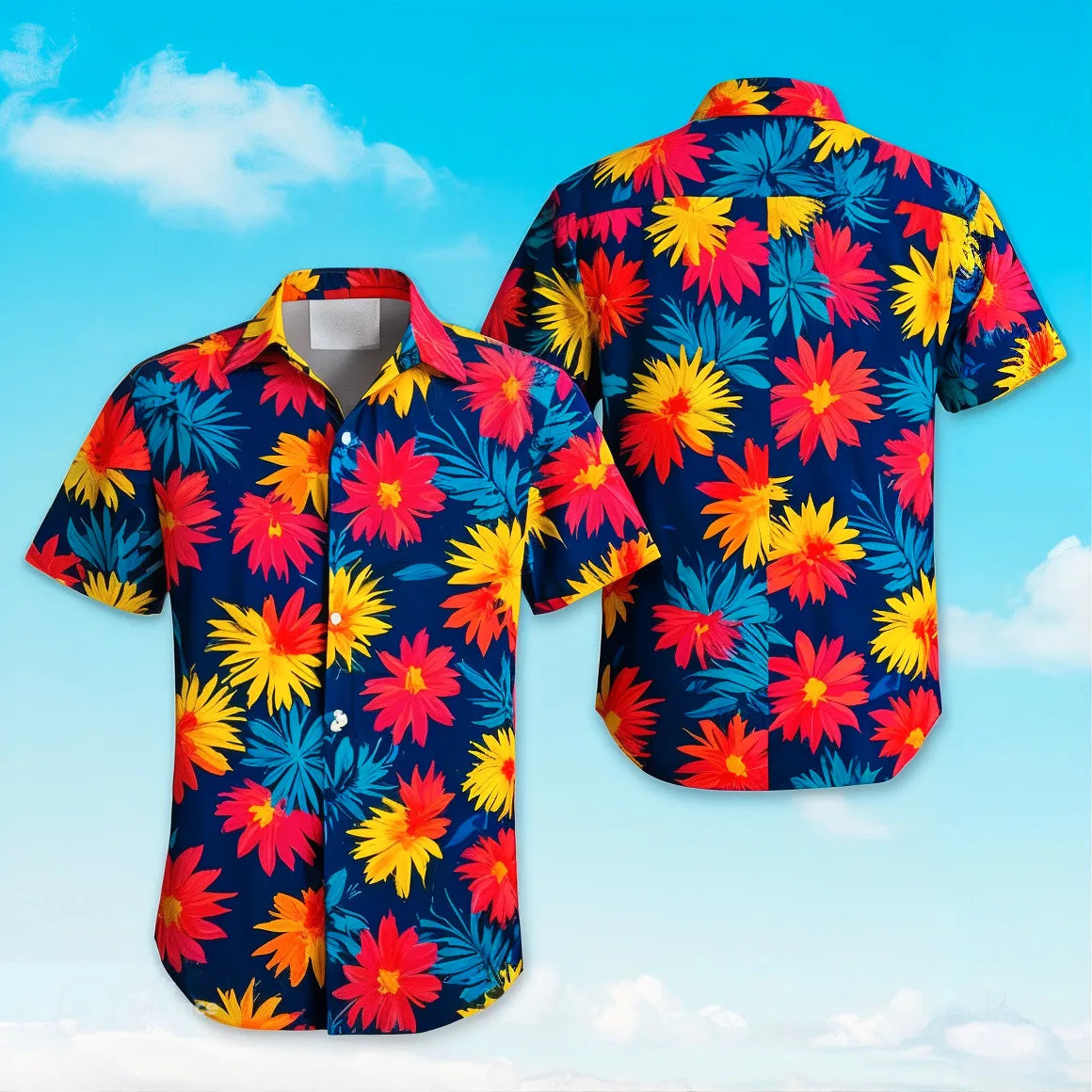 2025 Men'S Short Sleeve Shirt Tiki Hawaiian Tropical Floral Shirt 3D Printed Vacation Shirt Top Vintage Clothing Lapel Shirt