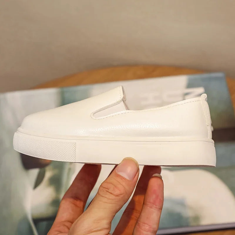 Classic Girls Pure White School Sneakers Versatile Fashion Simple Kids Causal Boys Tennis Shoes Non-slip Children's Sports Shoes