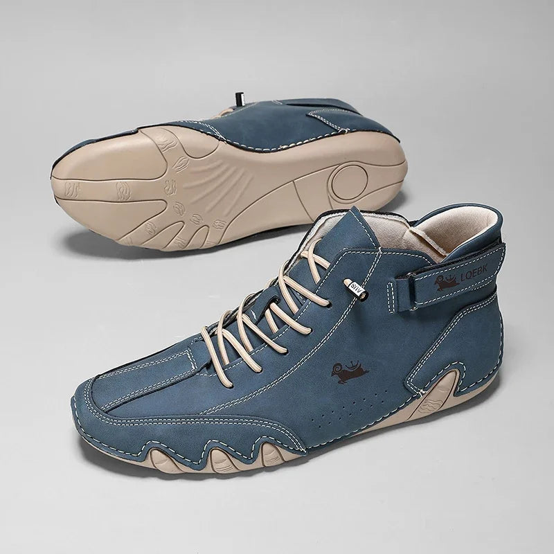 Boots for Men Casual High Top Sneakers Soft Sole Fashion Mens Slip-On Leather Driving Walking Shoes Comfort Luxury Ankle Boots