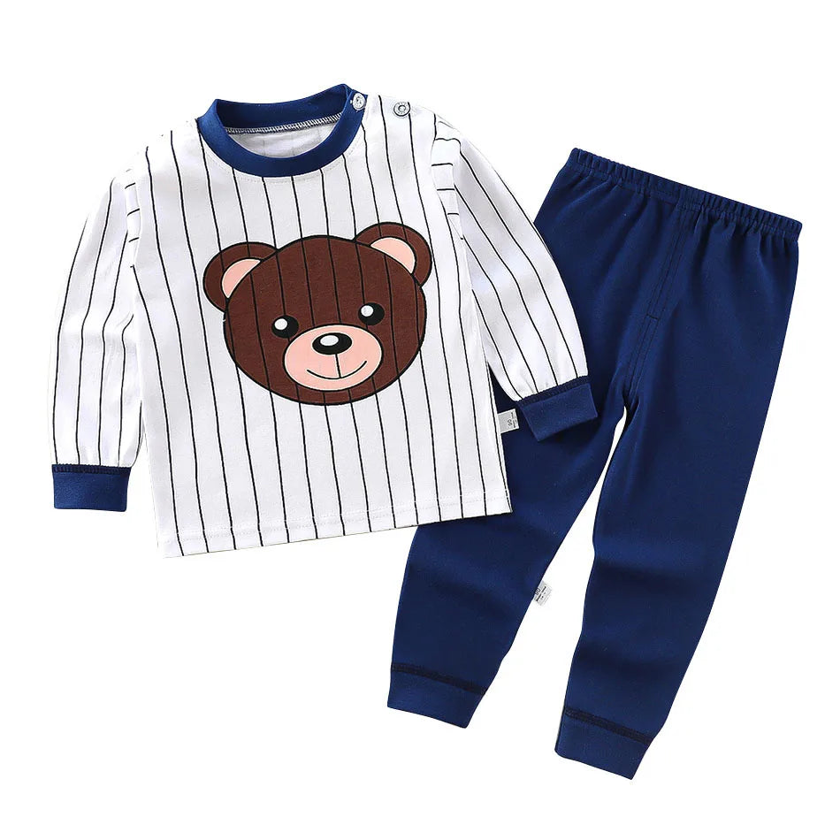 Cotton Kids Pajamas Set for Boys Girls Autumn and Winter Cartoon Sleeping Loungewear Children Night Sleepwear Home Wear Clothes