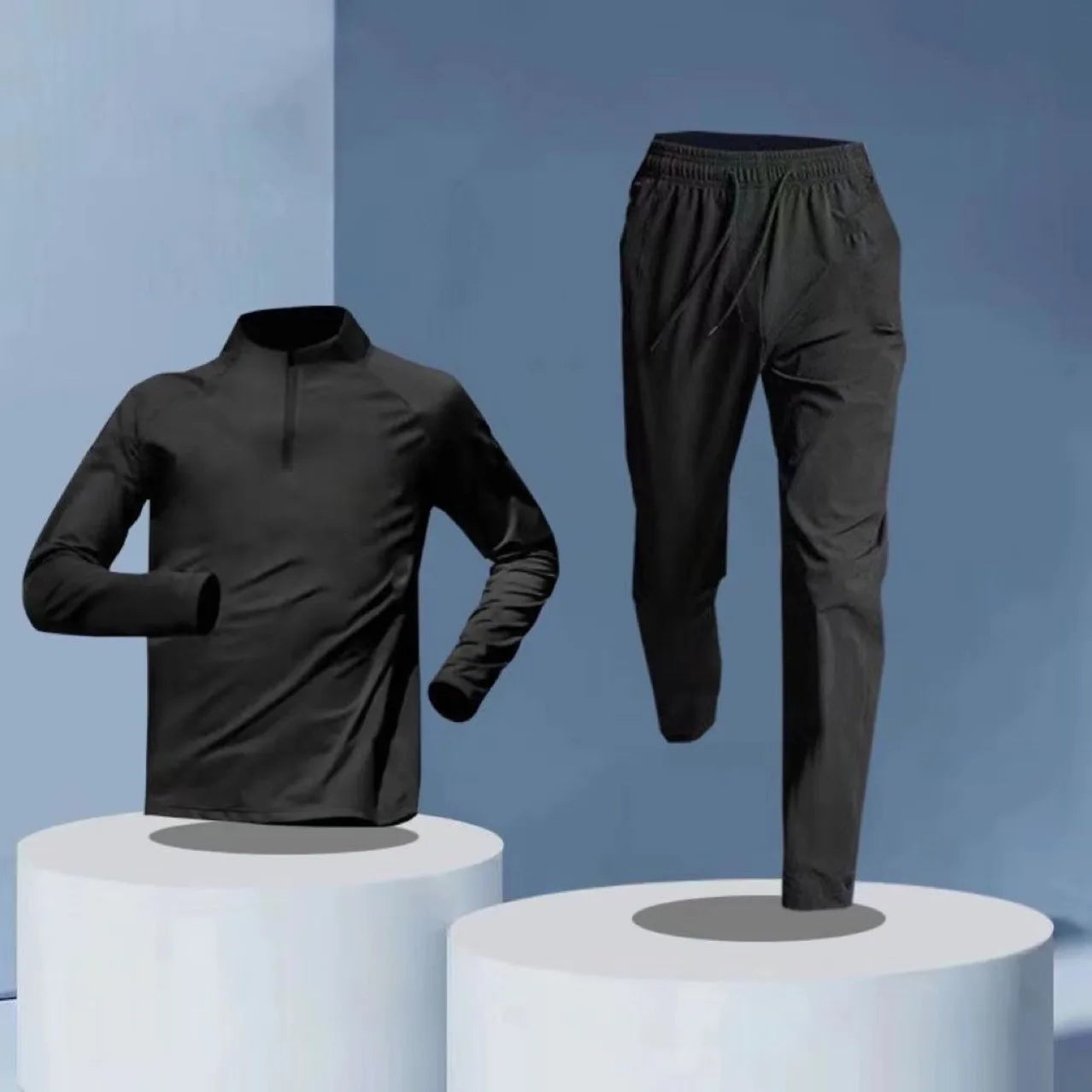 Men's Running Quick Dry Long Sleeve Sports T-Shirt Fitness Top Cycling Set Casual Polyester Fabric Four Seasons Suitable