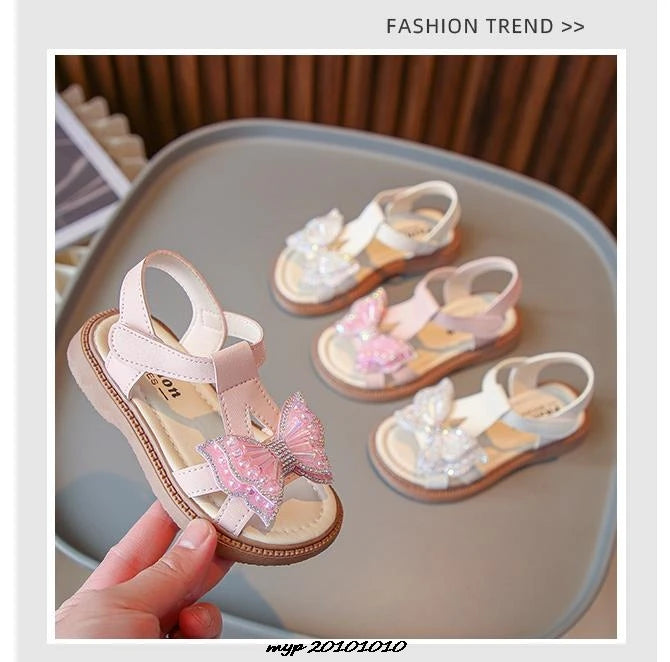 Kids Sandals Girls Shoes Summer New Arrival Beach Shoes with Slip-Resistant Soles Princess Style Sweet Exquisite 23-36 Size