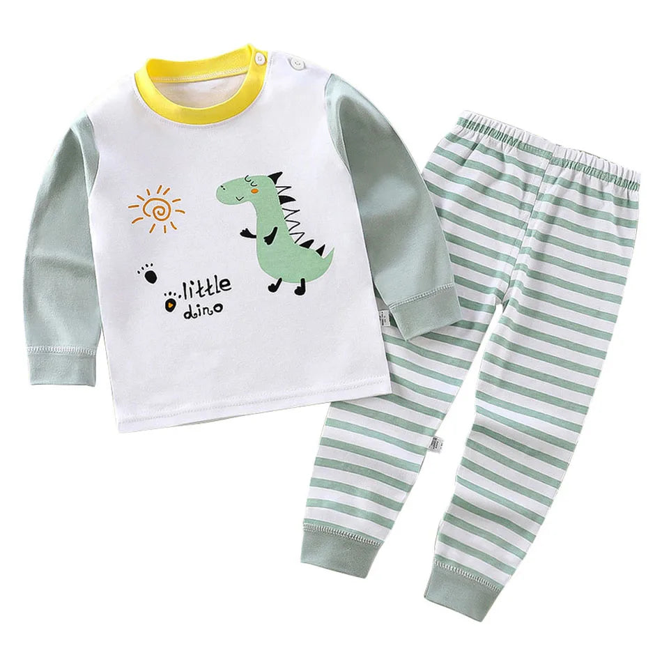 Cotton Kids Pajamas Set for Boys Girls Autumn and Winter Cartoon Sleeping Loungewear Children Night Sleepwear Home Wear Clothes
