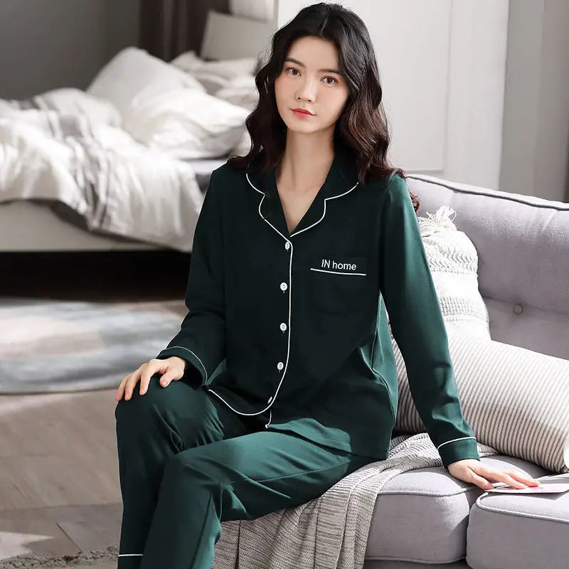 Pure Cotton Long Sleeve Sleepwear Set for Women Spring Autumn plus Size Loungewear Summer Outfit Comfortable Home Clothes
