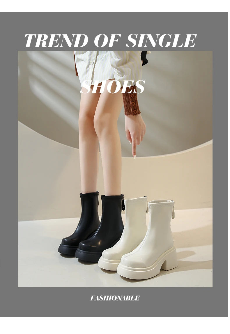 Women's Boots Autumn Luxury Designer Female Shoes Winter Footwear Boots-Women Black Fashion High Heel Ladies Rock Ankle 2025