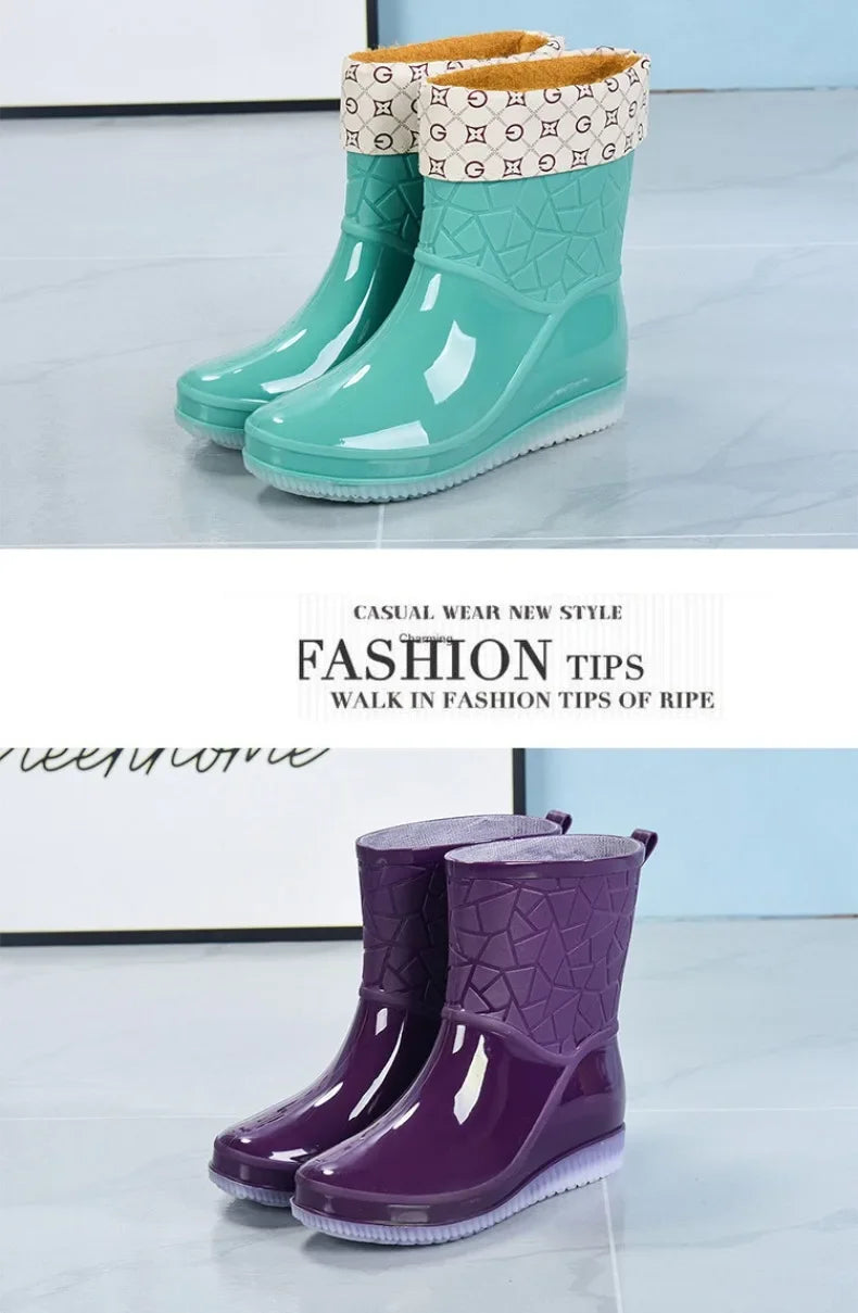 Botas Mujer 2023 Fashionable Women's Boots Outdoor Women's Rain Shoes New Anti-Slip Wear-Resistant Women's Waterproof Shoes