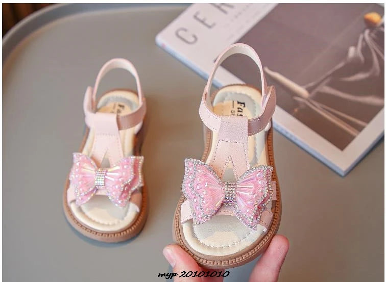 Kids Sandals Girls Shoes Summer New Arrival Beach Shoes with Slip-Resistant Soles Princess Style Sweet Exquisite 23-36 Size