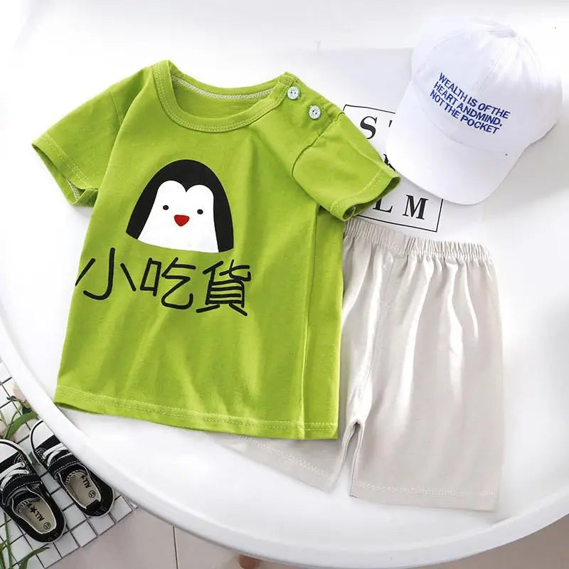 2022 New Summer Infants Clothes Short Sleeve T-shirt+shorts 2-piece For Baby Boys Girls Kids Outfit Children's Clothing Sets
