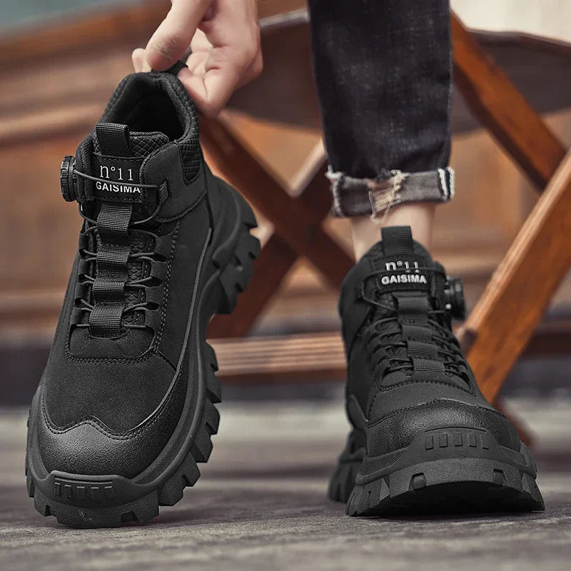 Men's Short Boots 2024 Winter New Thick Soled Work Casual Shoes Waterproof Non-Slip Sneakers Male Tenis Shoes Outdoor Boots Men
