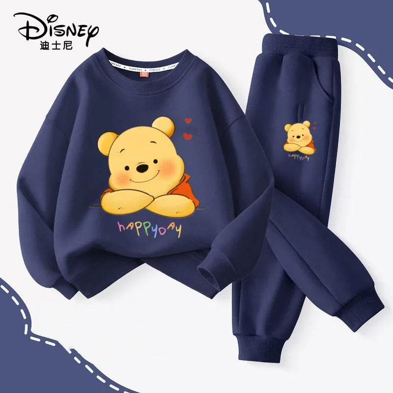 Spring Baby Girls Clothes Set Children Disney Winnie the Pooh Print Sweatshirt Top and Pants Bottom 2Pcs Suit Cotton Tracksuit