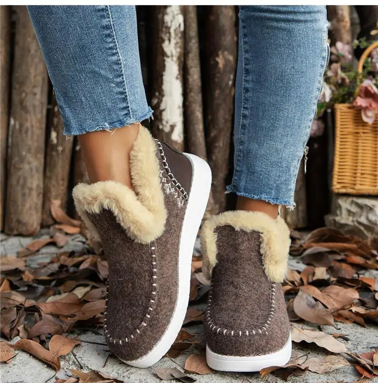Boots Woman 2025 Trend Snow Flat Shoes Women Platform Women Shoes Fashion Ankle Boots Plush Botas Mujer Women's Winter Boots