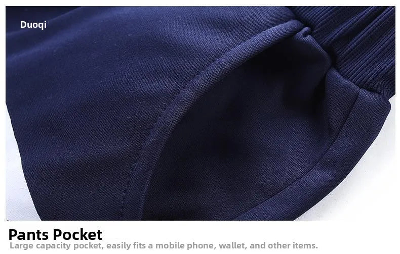 Trendy Hoodie Men's Stand Collar Jacket Casual Sportswear Long Pants Spring Autumn Youth plus Size Clothing Set