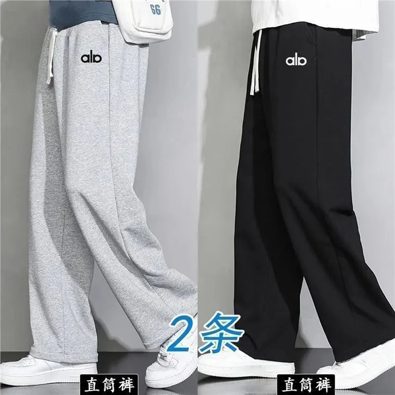 Spring Autumn Loose Wide Leg Thin Straight Leg Sweatpants Trendy Casual Sports Winter Grey Long Pants for Men And Children