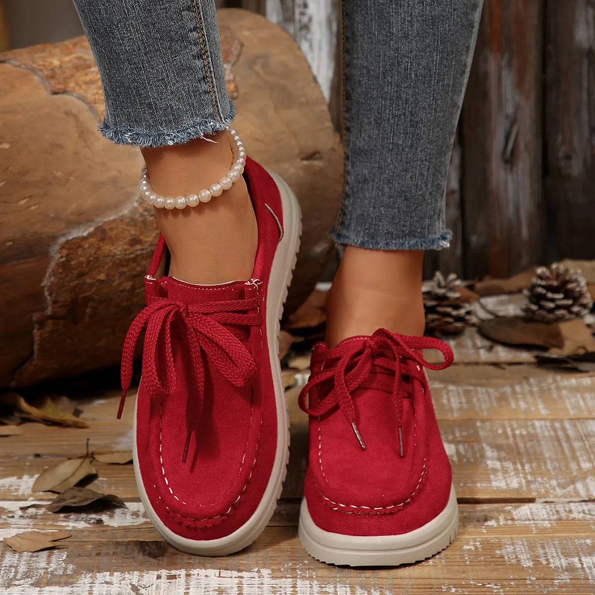 Women's Sports Shoes 2025 Spring Autumn Fashion Platform Sneakers Lace-up Round Toe Casual Comfortable Women's Shoes