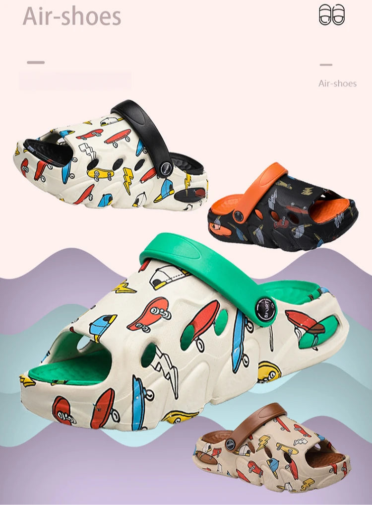 2025 Kids' Summer Sandals Non-Slip Soft Sole Chunky Slides for Boys Girls Breathable Outdoor Beach Shoes Thick Cushioned Soles