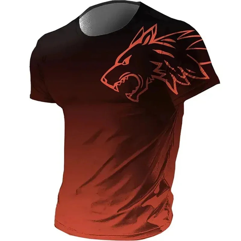 2025 Summer Vintage Men's 3d Printed T-shirt Animal Wolf Short Sleeve Designer Street Fashion Casual Comfortable Breathable Top