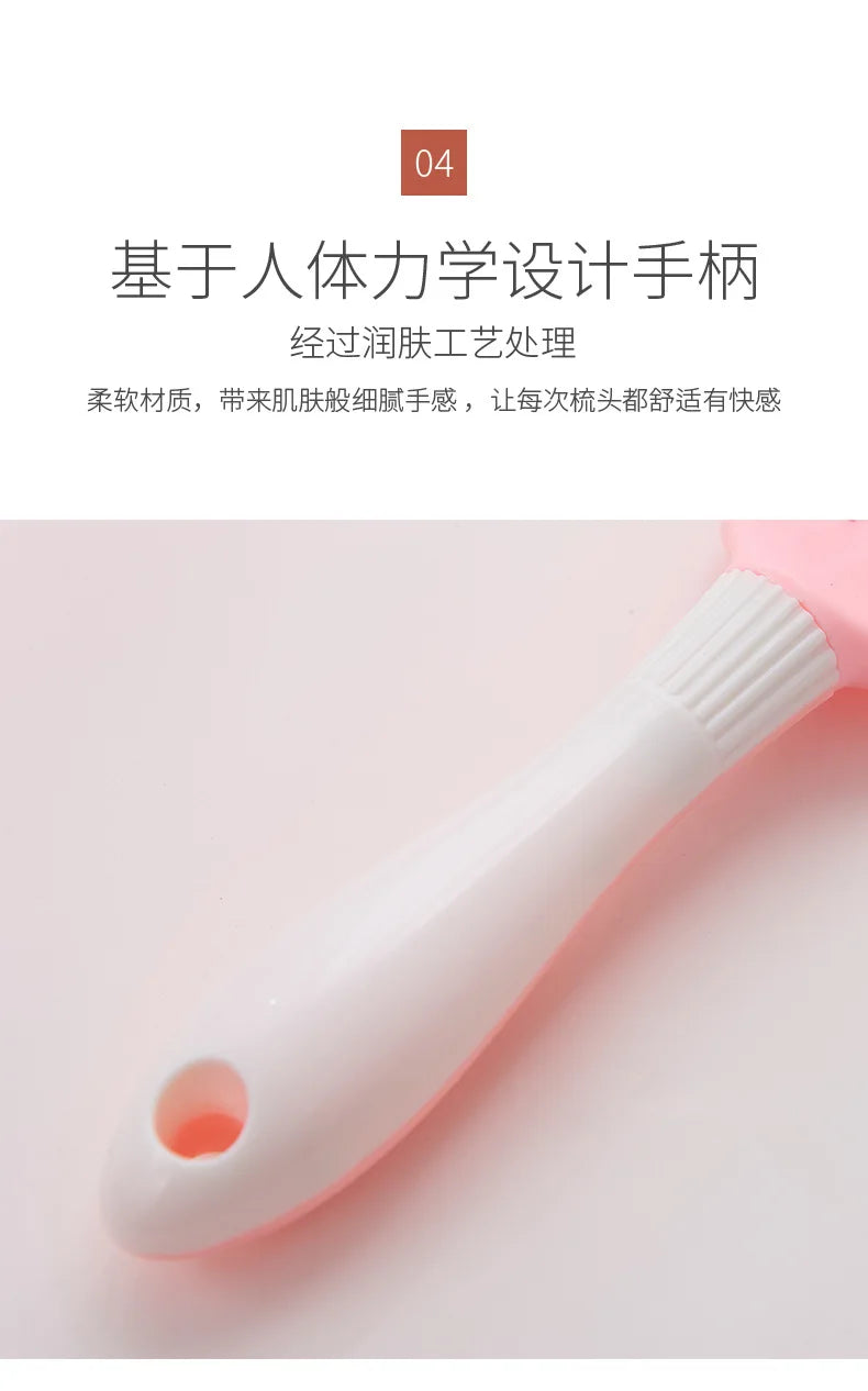 Cute Japanese Korean Massage Anti-screw Plastic Hair Brush White Curly Hair Hollow Activity Gym Untangling Hairdressing Comb