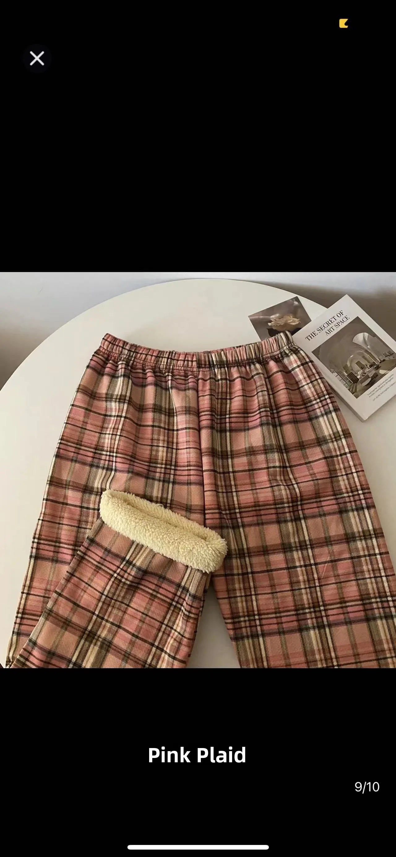 High Waist Straight Leg Pants Women's Autumn Winter Thickened Fleece Lamb Velvet Plaid Pants Loose Wide Leg Casual Trousers