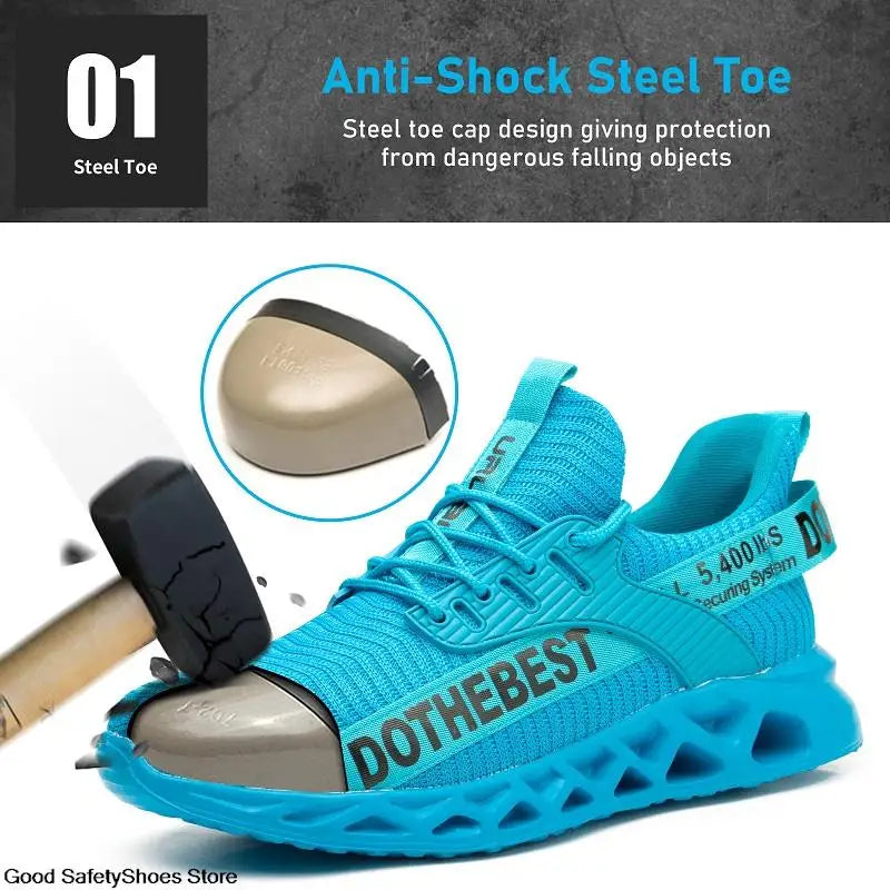 Safety Shoes Men For Work Sneakers Women Men Steel Toe Work Shoes Security Protective Shoes Lightweight Anti-Smash Anti-Puncture