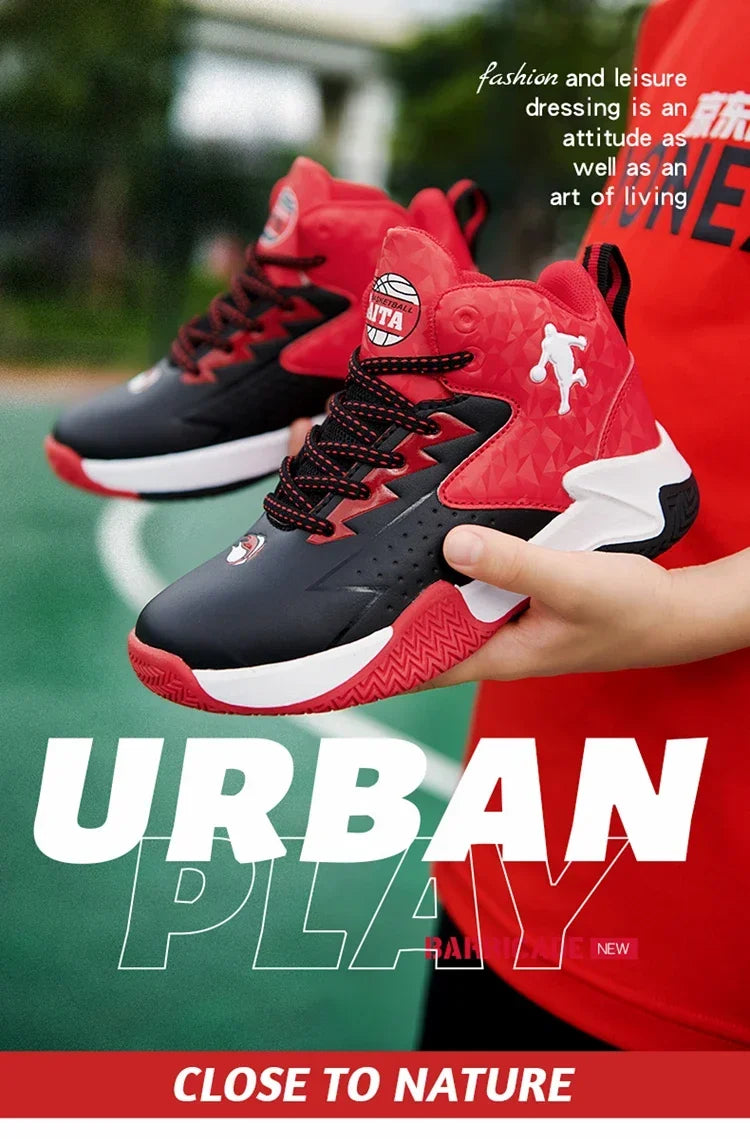 Boys Basketball Shoes High Quality Soft Top Thick Sole Non-slip Kids Sneakers Children Trainer Shoes Outdoor Boy Sport Basket
