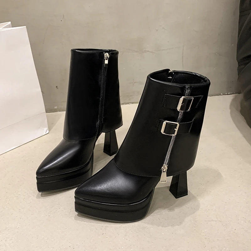 Boots for Women Fashion Designer Trouser Tube Boots Thick Bottom Heightening Platform Boots Women's Side Zipper Ankle Boot Botas