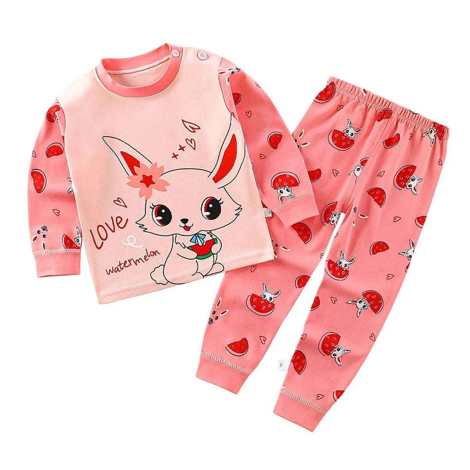 Cotton Kids Pajamas Set for Boys Girls Autumn and Winter Cartoon Sleeping Loungewear Children Night Sleepwear Home Wear Clothes