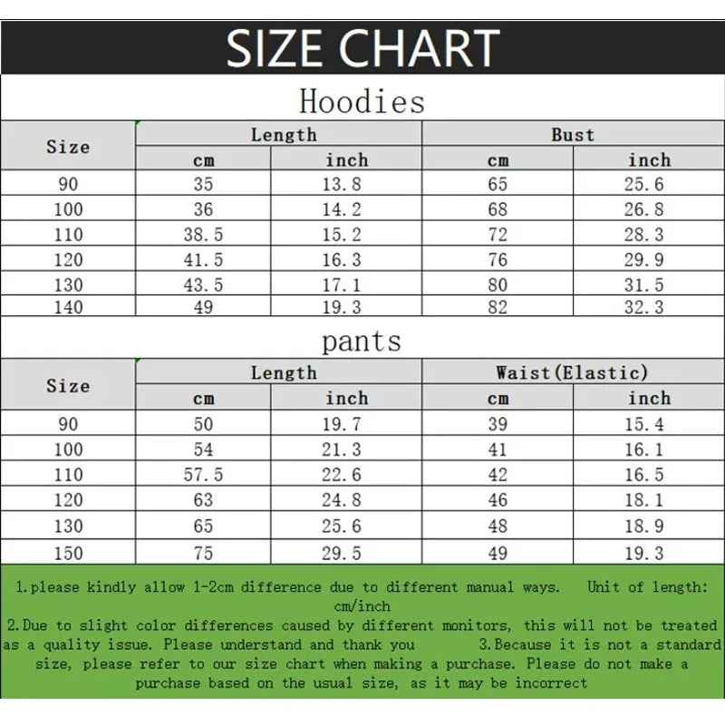 Sanrio Spring Autumn Children's Casual Long Sleeve Sweatshirt Sets Girls Boys Pullover+ Pant 2pcs Suit Kids Sport Clothing Sets