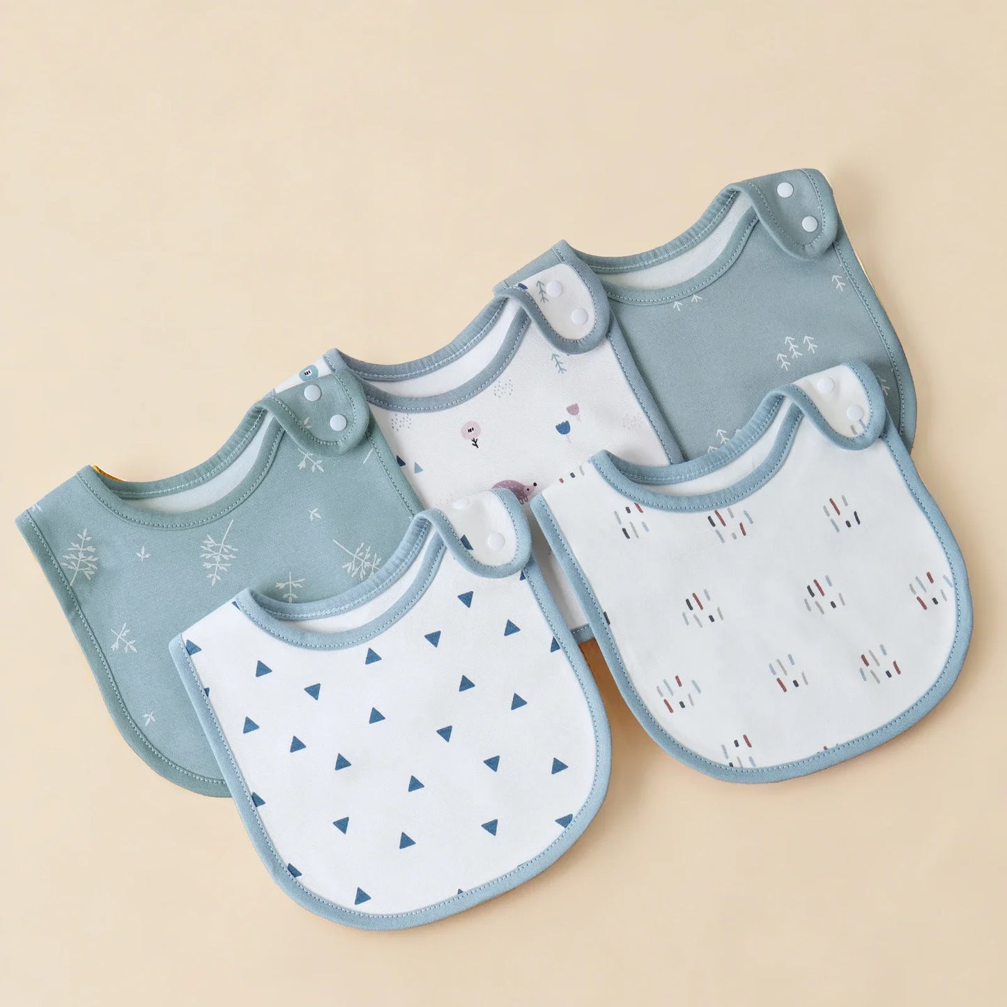 5 Pcs/set Baby Bibs U-shaped Infant Saliva Towel Easy to Wipe Kids Eating Cloth 100% Cotton Anti-spitting Skin-friendly 1-3Y
