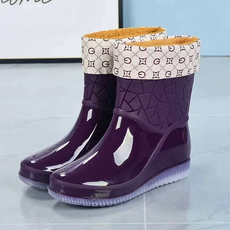 Botas Mujer 2023 Fashionable Women's Boots Outdoor Women's Rain Shoes New Anti-Slip Wear-Resistant Women's Waterproof Shoes