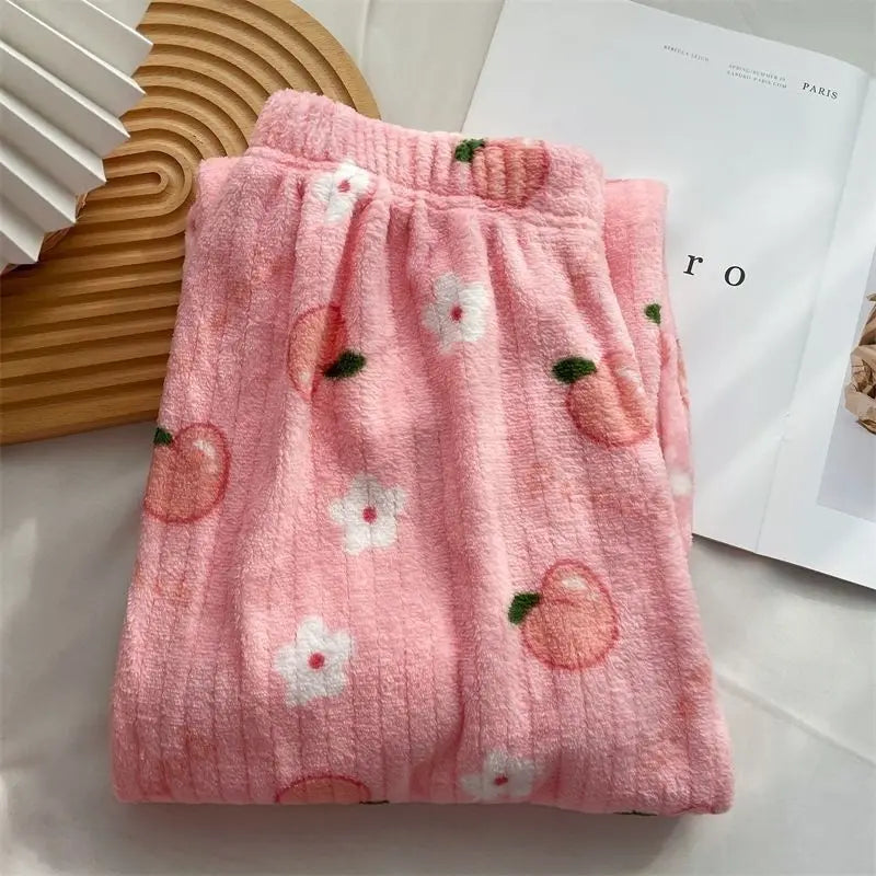 Autumn Winter Plu Print Bear Home Clothes Set Comfortable Long Sve Crew Ne Sweatirt And Pants Spwear for Young Women