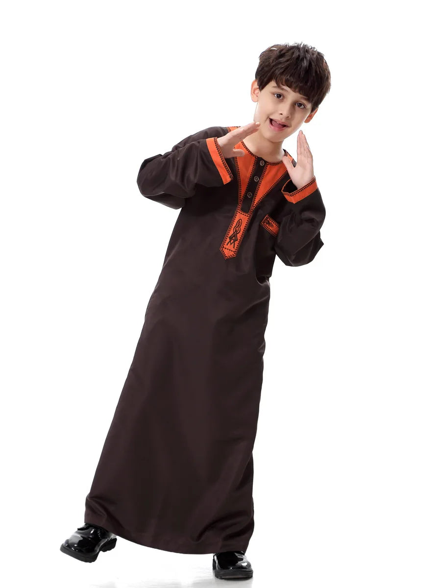 Eid Muslim Kids Abaya Jubba Thobe Dress Kimono Boy Thobe Thawb Caftan for Children Ramadan Long Robes Dress Dubai Arab 2026