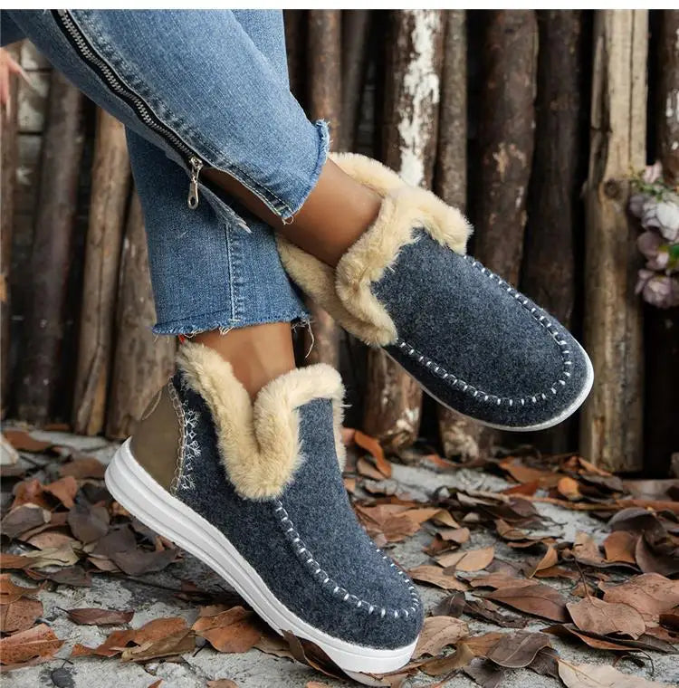 Boots Woman 2025 Trend Snow Flat Shoes Women Platform Women Shoes Fashion Ankle Boots Plush Botas Mujer Women's Winter Boots