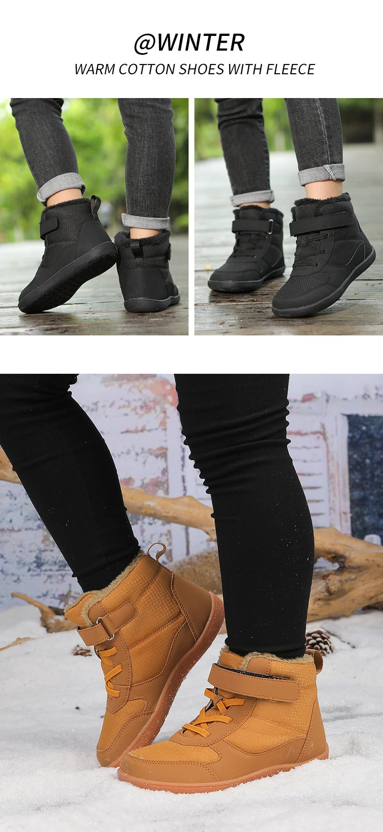 Kids Barefoot Snow Boots Winter Warm Boots for Girls Boys Outdoor Walking Non-slip Children's Shoes Girls' Boy Shoes Sneakers