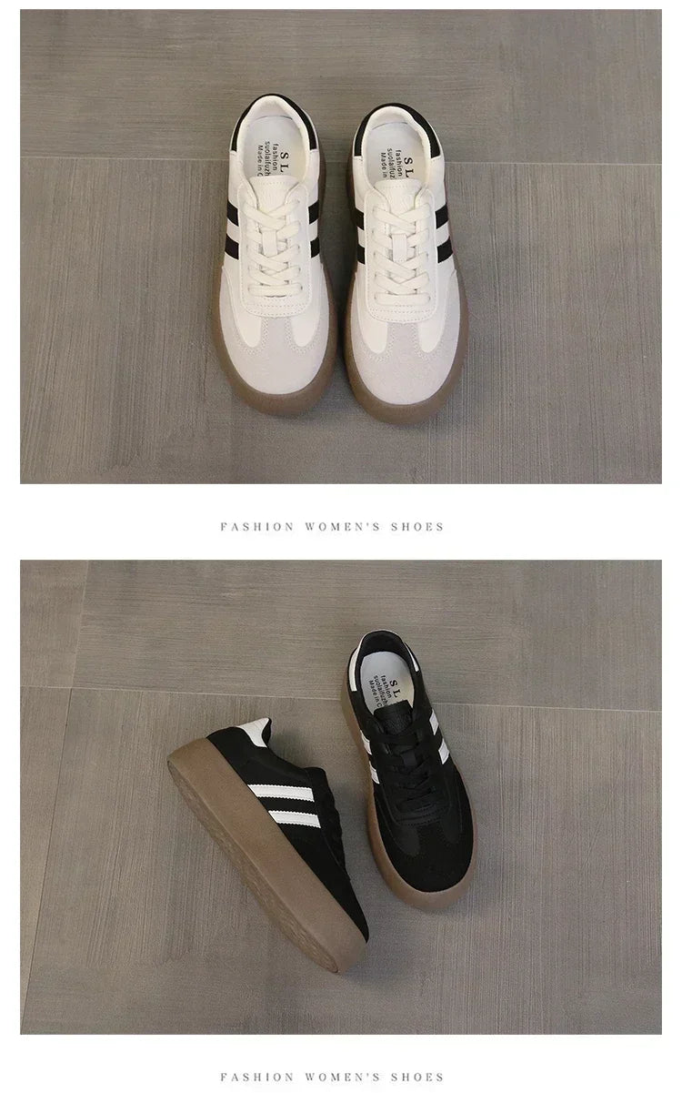 2025 New Women's Casual Sneakers Fashion Lace Up Platform Vulcanize Shoes for Women Outdoor Durable Flats Ladies Running Shoes