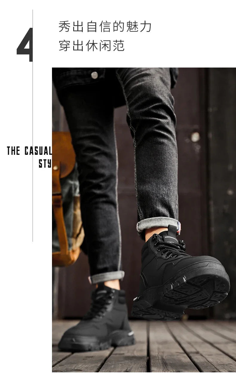 2025 autumn new breathable work boots for men, anti slip, wear-resistant, safety shoes, casual and comfortable sports shoes