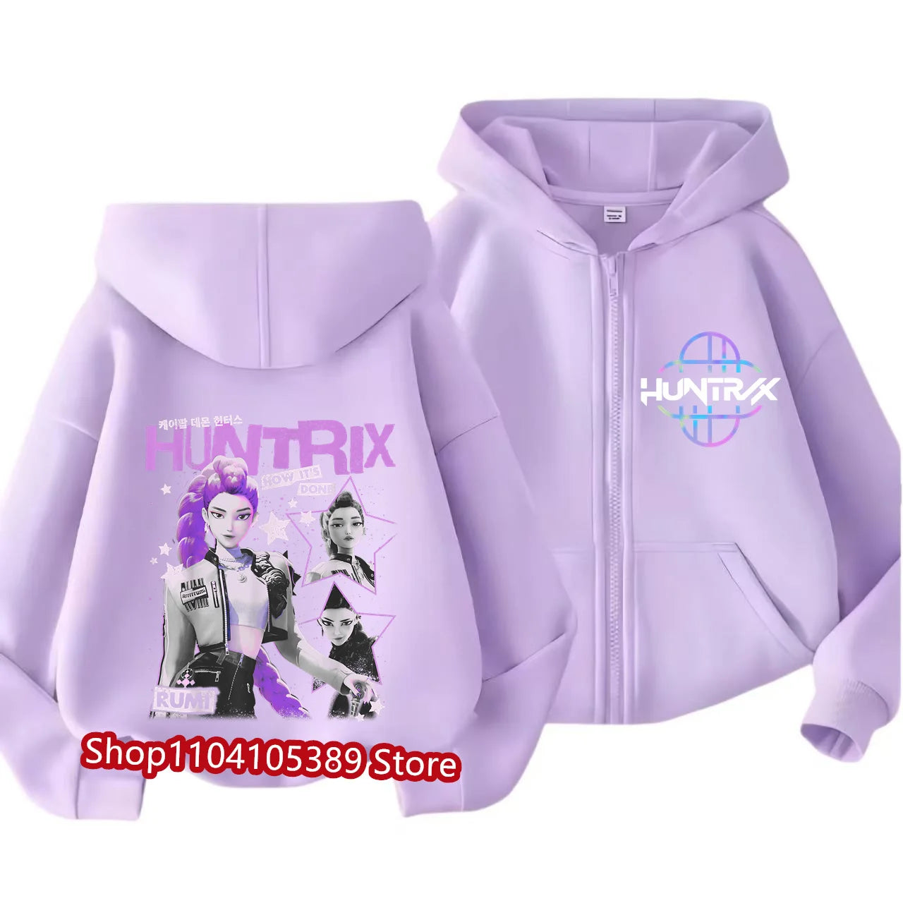 Kpop Demon Hunters Zipper Hoody Children Huntrix Rumi Zoey Cartoon Fashion Zip Sweatshirt Boy Girl Casual Tops Kids Clothes Gift