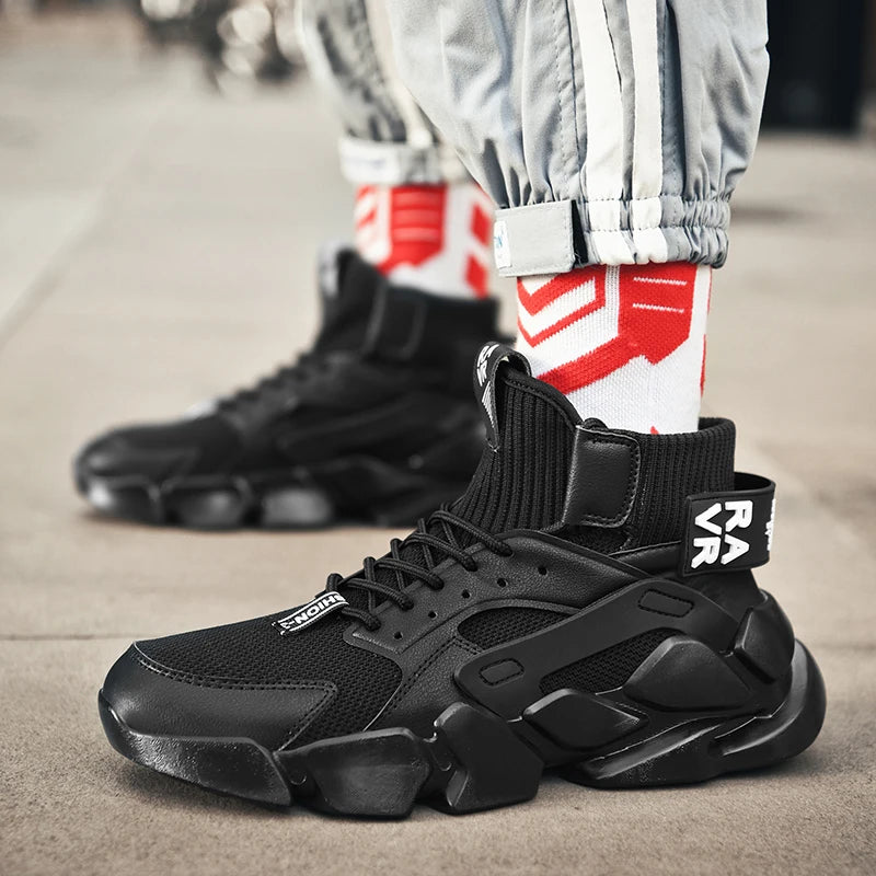 Shoes for Men New High-top Beige Men Sneakers Chunky Men Shoes Heighten Fashion Casual Plus Size Damping Tennis Shoes Zapatillas