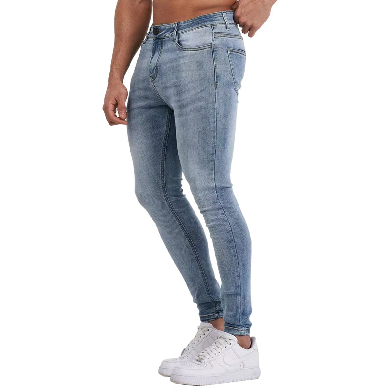 Mens Skinny jeans Solid Color high stretch Denim Trousers Casual Daily For Office Parties Male  Cowboy Pants