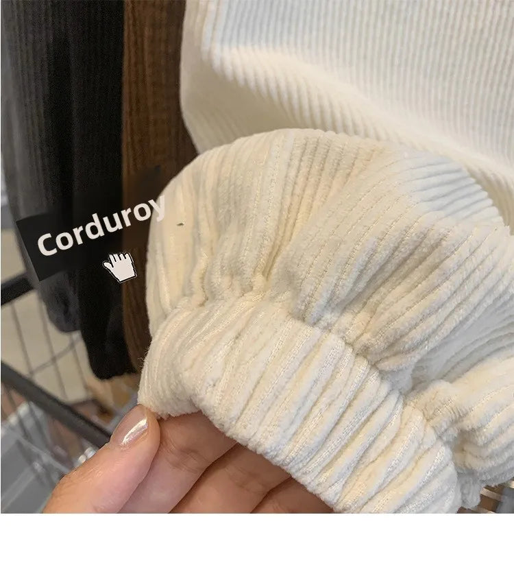 Corduroy Pants for Couples Autumn Winter Loose Fit High Waist Casual Loose Trousers Sports Pants Men Women Trendy Embroidery