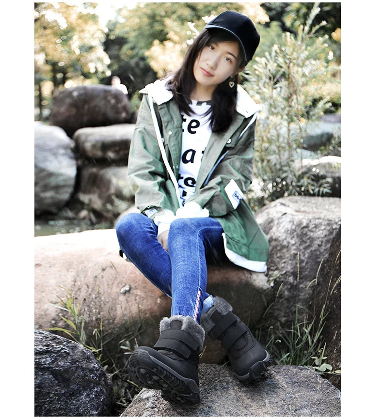 Boots for Women Platform Outdoor Snow Boots Non-slip Winter Walking Shoes Fur Warm Ankle Boots Wedge Waterproof Thigh High Boots