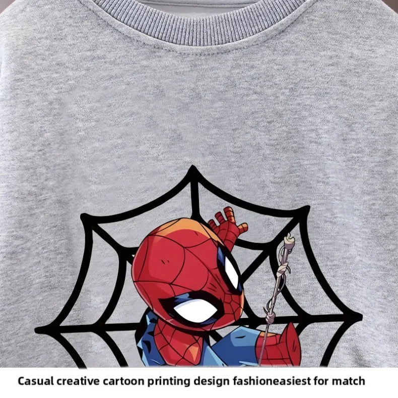 Marvel Anime Spiderman Boys Long Sleeve Hoodies Sets Fall Children's Pullover and Trousers Two Piece Suit Kids Casual Sweatsuit