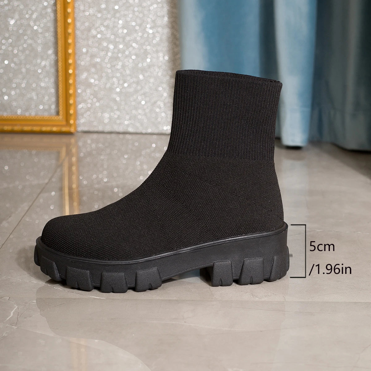 Women's Boots 2025 Platform Boots for Autumn Winter Shoes Fashion Round Toe Slip on Platform Shoes Women's Ankle Boots