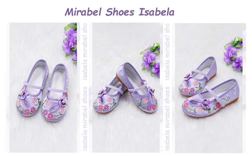 Kids Girl Shoes Dress Up Floral Flats Embroidery Wear Comfortably Chinese Style Children's Baby Shoes Protective Foot Size 25-34