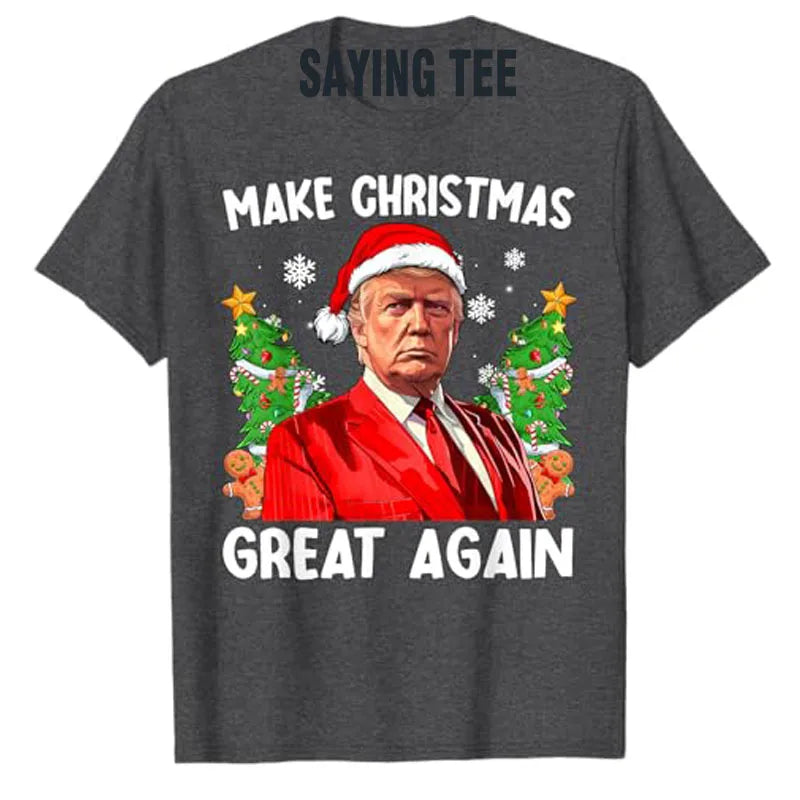 Make Christmas Great Again Funny Santa MAGA Men Xmas T-Shirt Novelty Gift Humorous Ugly Christmas Sweater Saying Tee Y2k Top