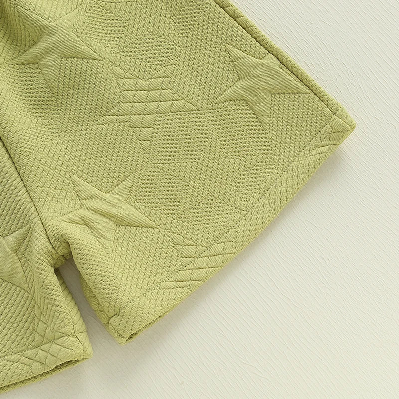 Pudcoco Kids Baby Boys Shorts Set, Short Sleeve T-shirt with Elastic Waist Stars Shorts Toddler Set Summer Outfit