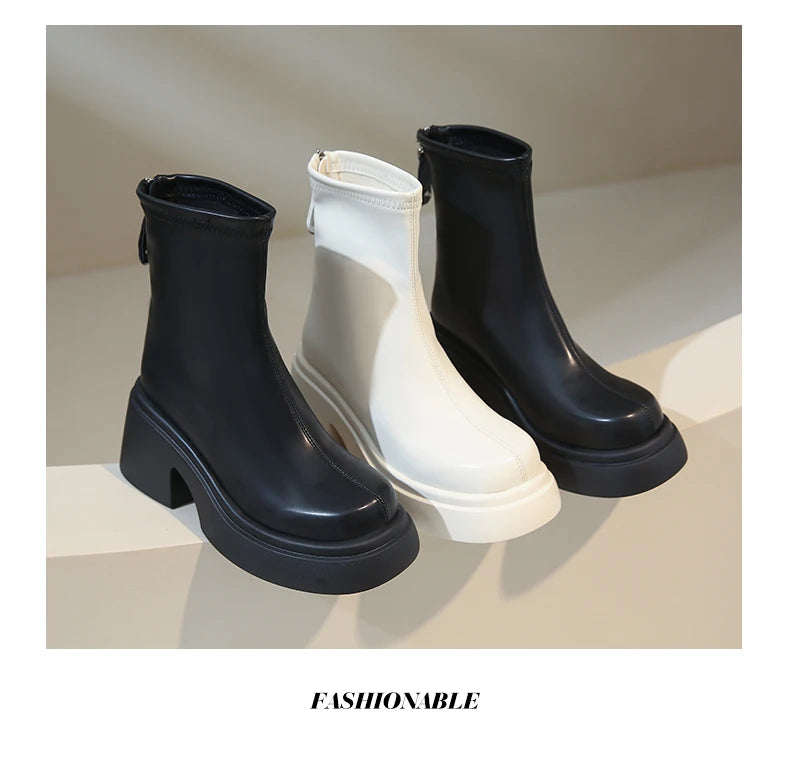 Women's Boots Autumn Luxury Designer Female Shoes Winter Footwear Boots-Women Black Fashion High Heel Ladies Rock Ankle 2025