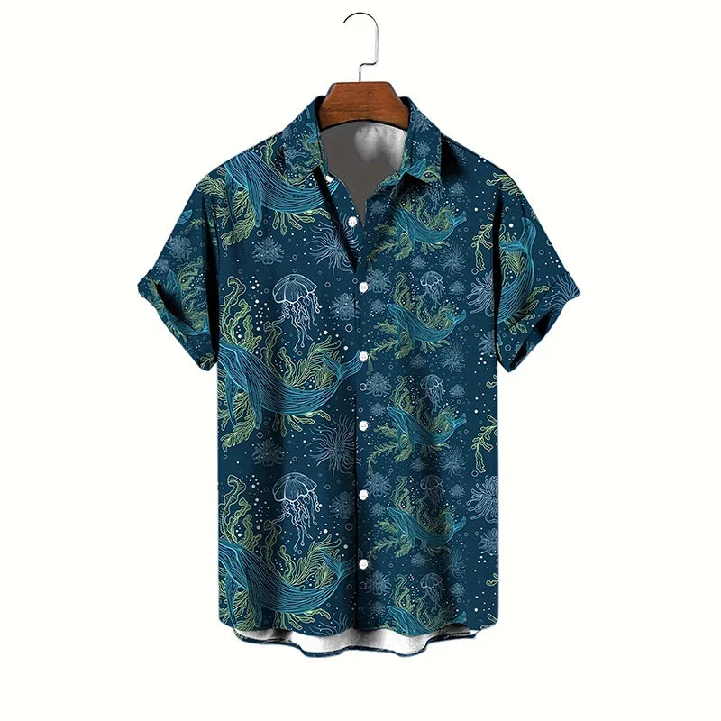 New 3D Dinosaur Printing Shirts for Men Plants Mushroom Graphic Shirts for Women Children Fashion Hawaiian Top Shorts & Blouses
