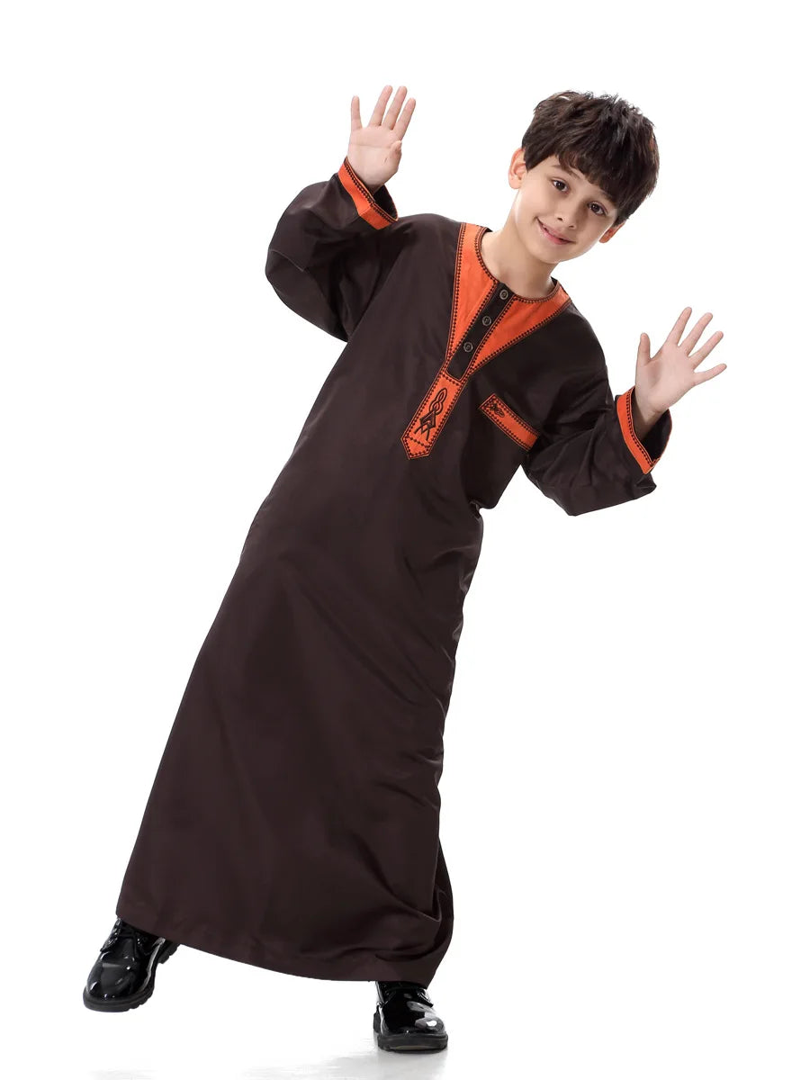 Eid Muslim Kids Abaya Jubba Thobe Dress Kimono Boy Thobe Thawb Caftan for Children Ramadan Long Robes Dress Dubai Arab 2026