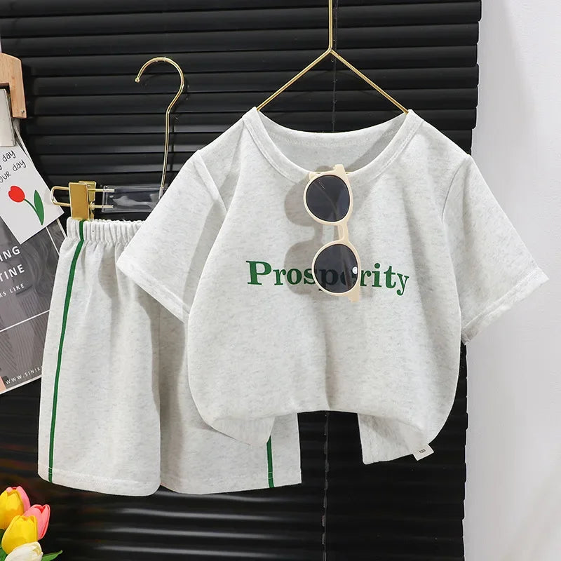 2024  Fashion Sports Casual Sets Clothes Children's Clothing New Children's Short-sleeved Suit Girls Boys T-shirt Summer Baby